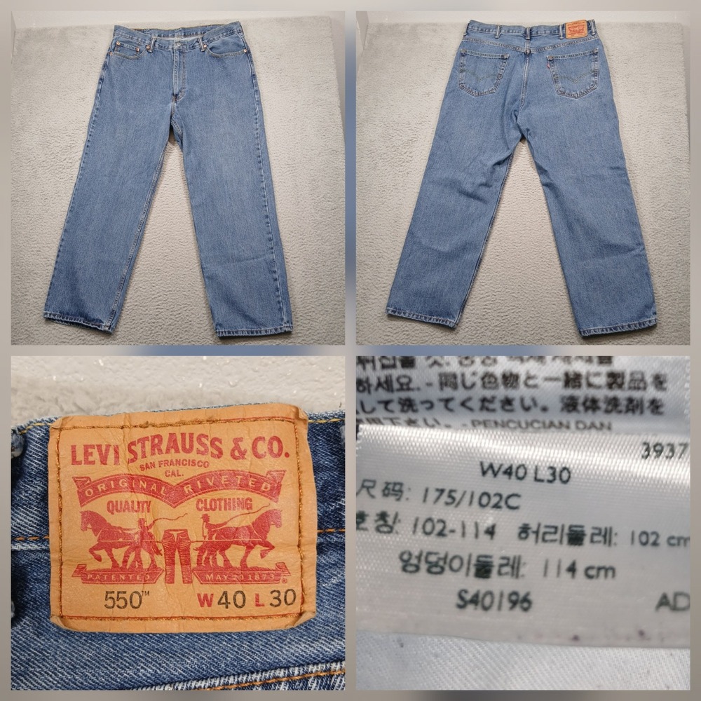 Levi's 550‎ Jeans Men 40x30 Relaxed Fit Tapered Leg Blue Denim